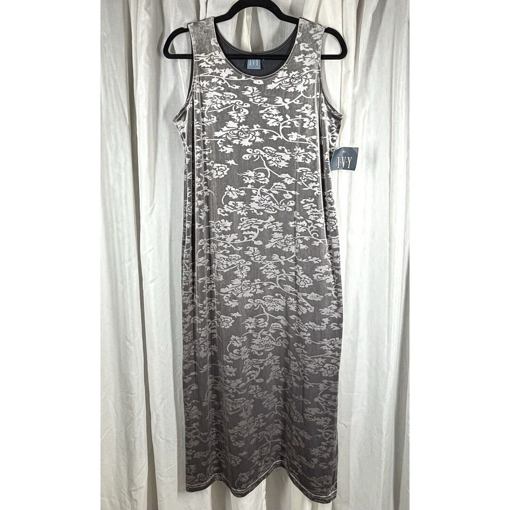VTG Ivy Opulence Burnout Velour Floral Maxi Dress Womens PL Whimsigoth 90s NWT - Picture 11 of 11